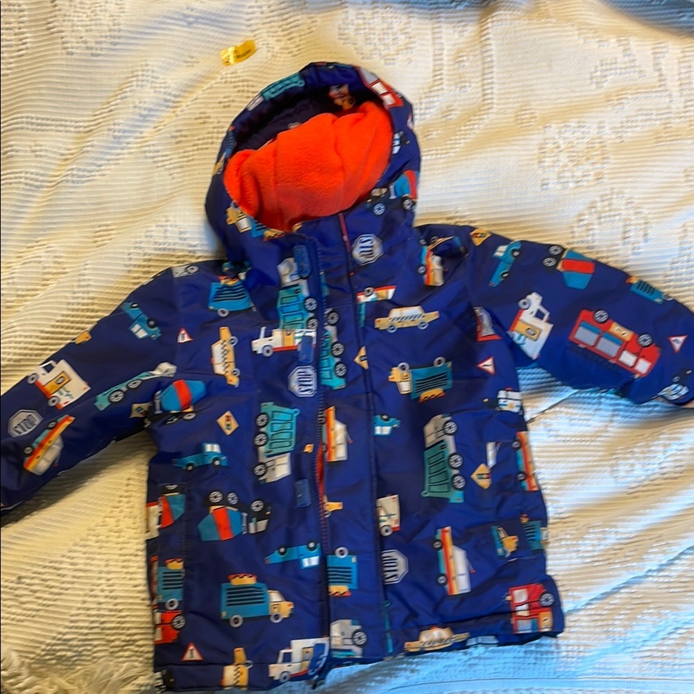 Kids' Blue and Orange Car-Themed Jacket